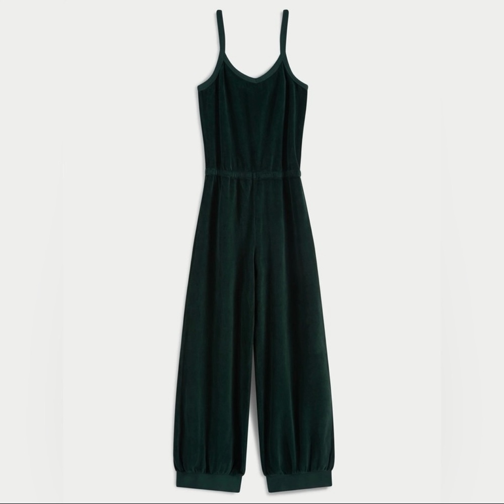 NWT Suzie Kondi Giorgi Jumpsuit in Basil Green Velour Jumpsuit Medium